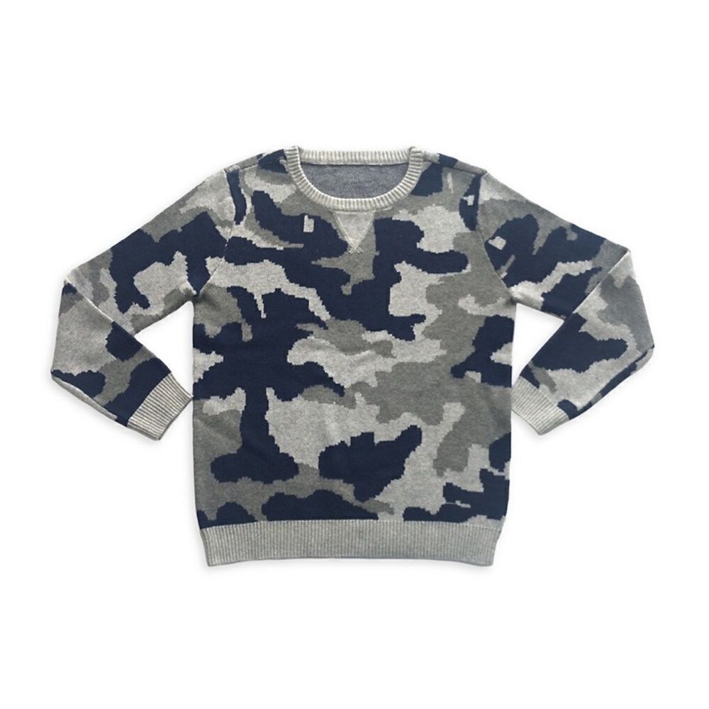Bear Camp Blue Gray Camouflage Sweater, 3-6 months
